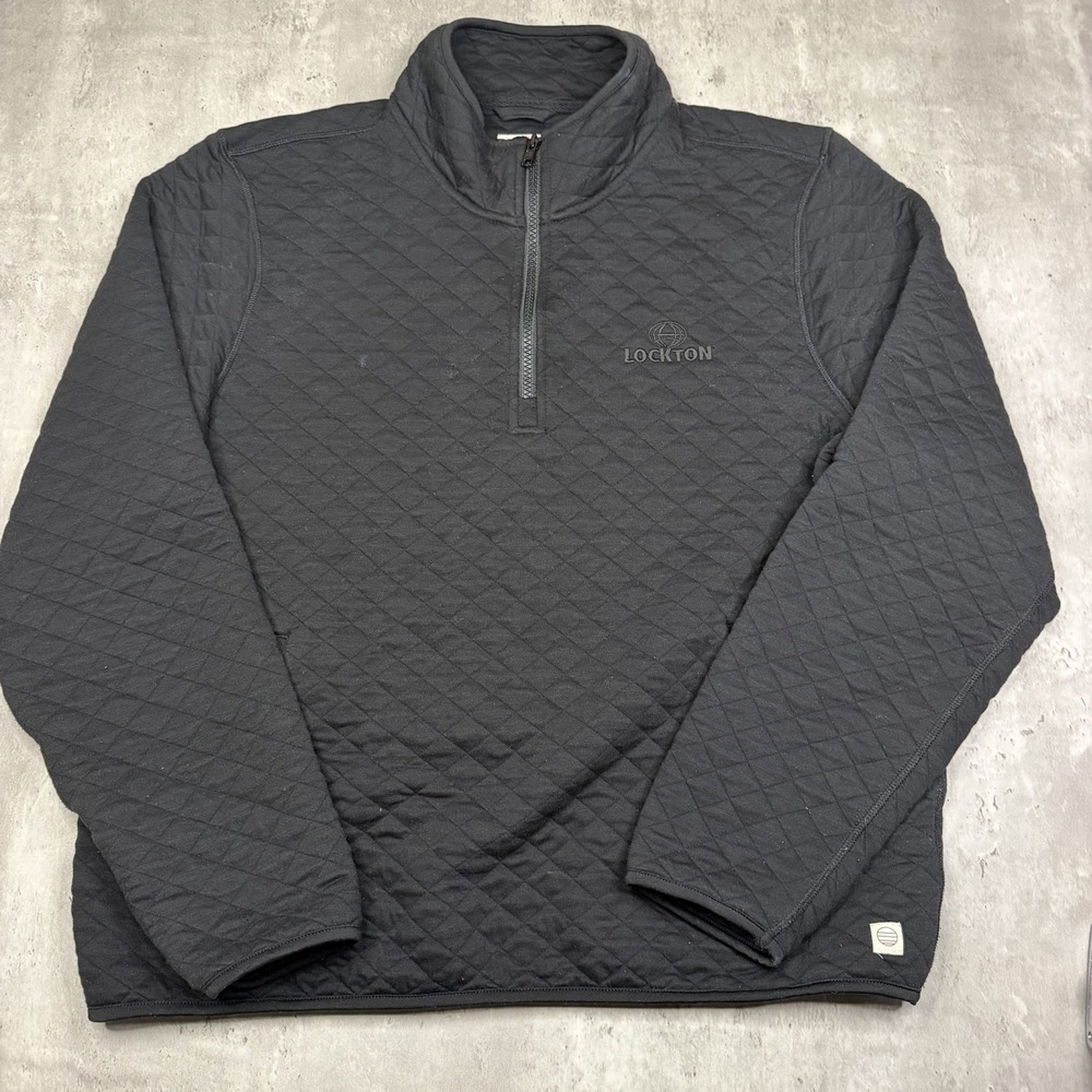 Marine Layer Corbett Sweatshirt Mens XL Black 1/4 Zip Quilted Pullover Logo